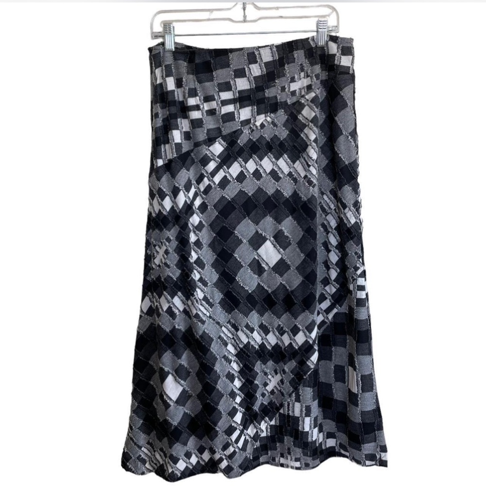 TRIBAL Women’s Whimsigoth Black Checkered Fringe Maxi Skirt Sz 8